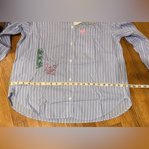 Zadig & Voltaire Tais Raye Tag Stripe Cotton Graphic Shirt - Picture 13 of 13